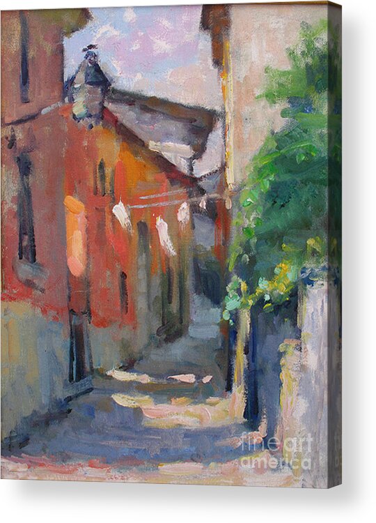 Plein-air Acrylic Print featuring the painting At the End of the Alley by Jerry Fresia