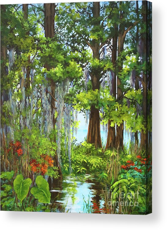 New Orleans Swamp Acrylic Print featuring the painting Atchafalaya Swamp by Dianne Parks