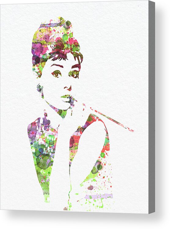 Audrey Hepburn Acrylic Print featuring the painting Audrey Hepburn 2 by Naxart Studio
