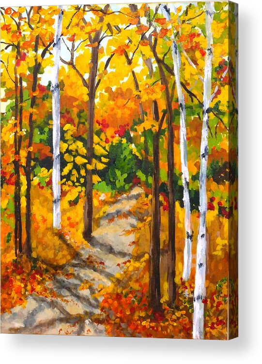 Forest Acrylic Print featuring the painting Autumn Forest Trail by Diane Arlitt