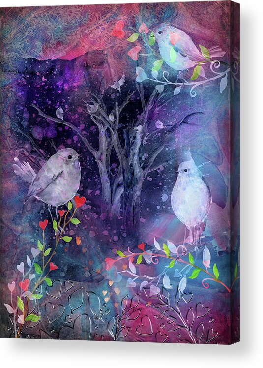 Avian Midnight Acrylic Print featuring the digital art Avian Midnight by Linda Carruth