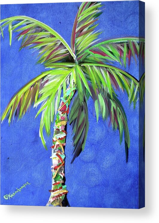Blue Acrylic Print featuring the painting Azul Palm by Kristen Abrahamson