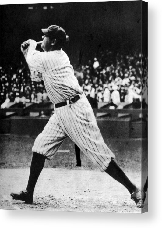 1920s Candid Acrylic Print featuring the photograph Babe Ruth 1895-1948 At Bat, Ca. 1920s by Everett