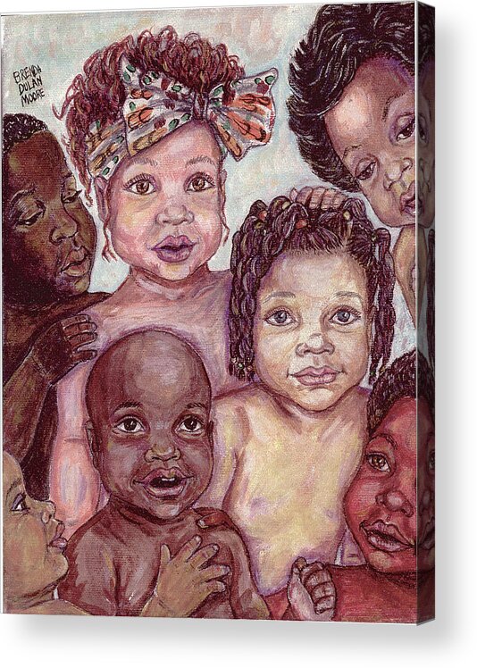 Children Acrylic Print featuring the painting Babes by Brenda Dulan Moore
