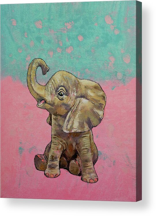 Boy Acrylic Print featuring the painting Baby Elephant by Michael Creese