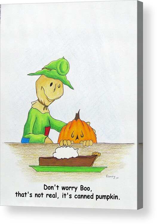 Michael Tmad Finney Acrylic Print featuring the drawing Baggs And Boo Canned Pumpkin by Michael TMAD Finney