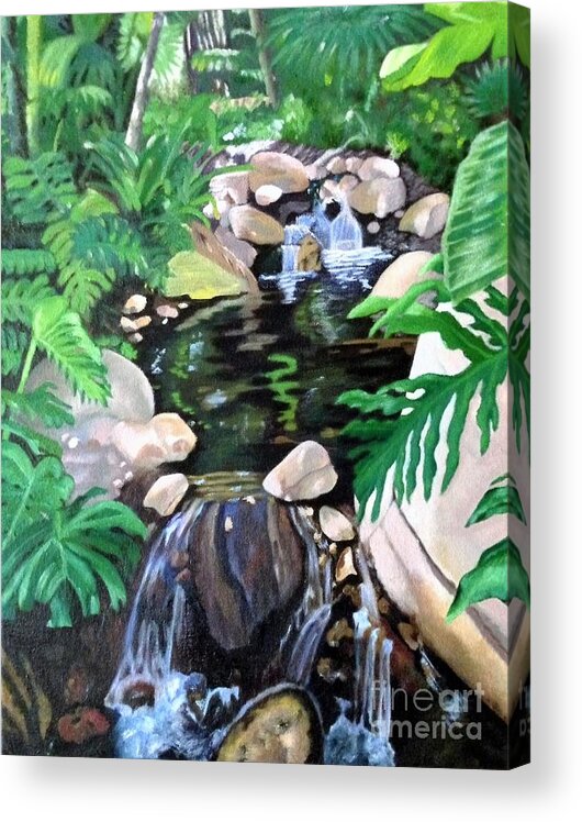 Bamboo Acrylic Print featuring the painting Bamboo Forest by Jennefer Chaudhry
