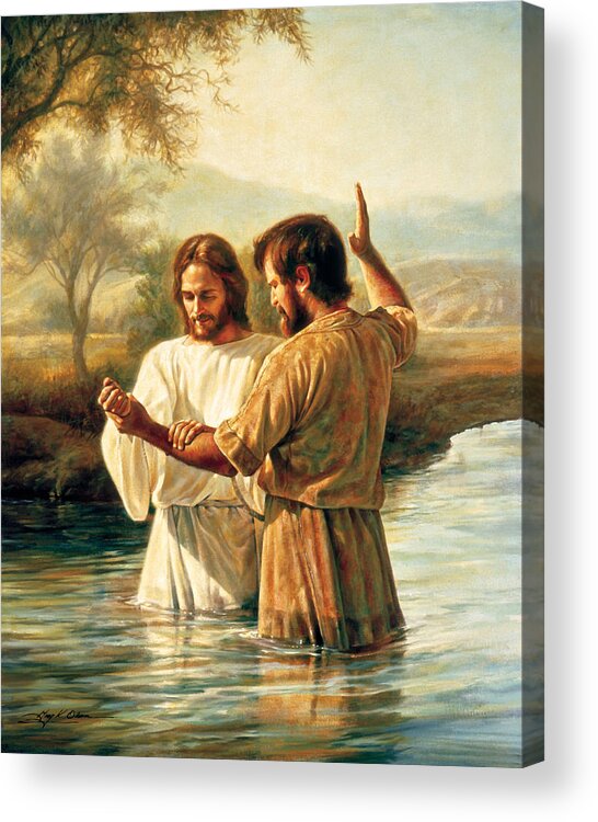 Jesus Acrylic Print featuring the painting Baptism of Christ by Greg Olsen