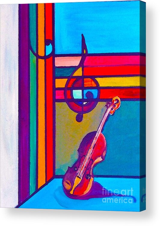 Base Acrylic Print featuring the painting Base And Treble Clef Space by Lisa Kaiser