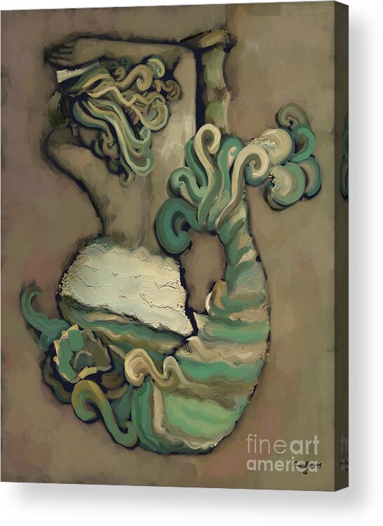 Fish Acrylic Print featuring the painting Beach Nap by Carrie Joy Byrnes