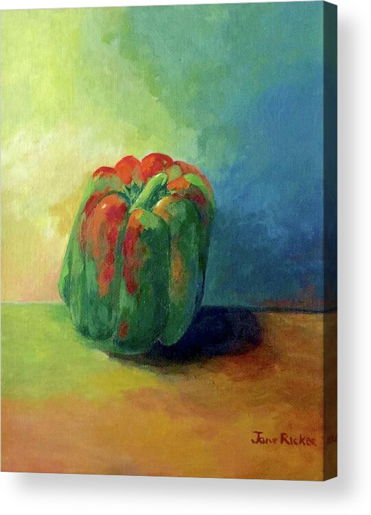 Bell Pepper Acrylic Print featuring the painting Bella Pepper by Jane Ricker