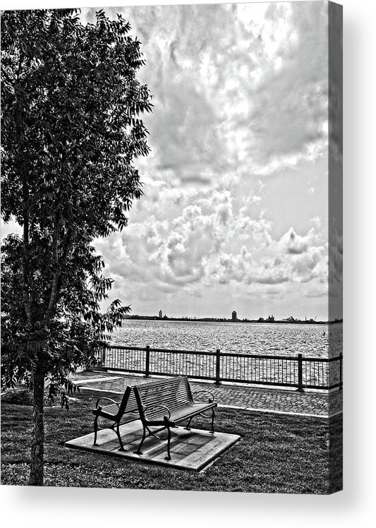 Bench Acrylic Print featuring the photograph Bench Overlooking the Bay by Maggy Marsh
