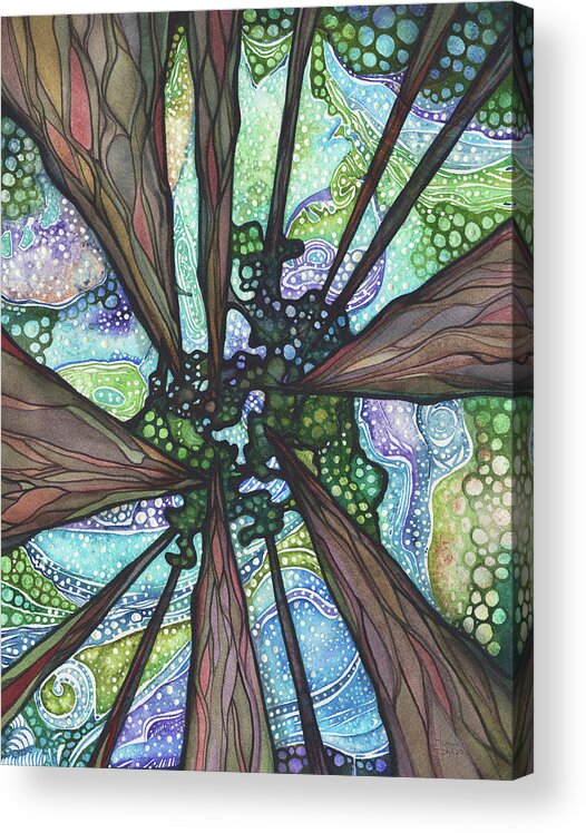 Ancient Trees Acrylic Print featuring the painting Beneath Magic by Tamara Phillips