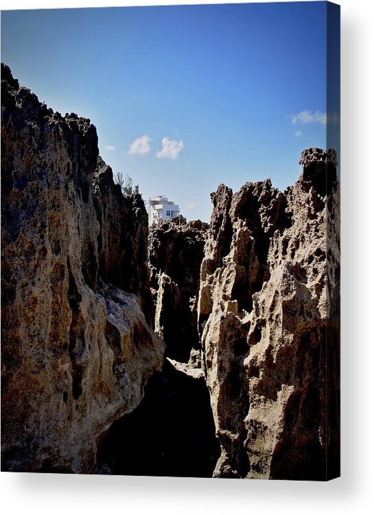Rocks Acrylic Print featuring the photograph Between a Rock and a Hard Place by Carol Bradley