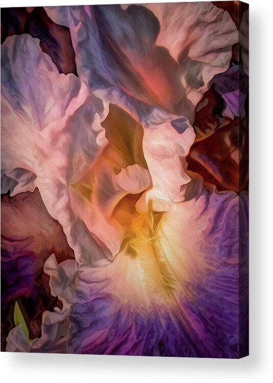 Flower Acrylic Print featuring the mixed media Billowing Grace 7 by Lynda Lehmann