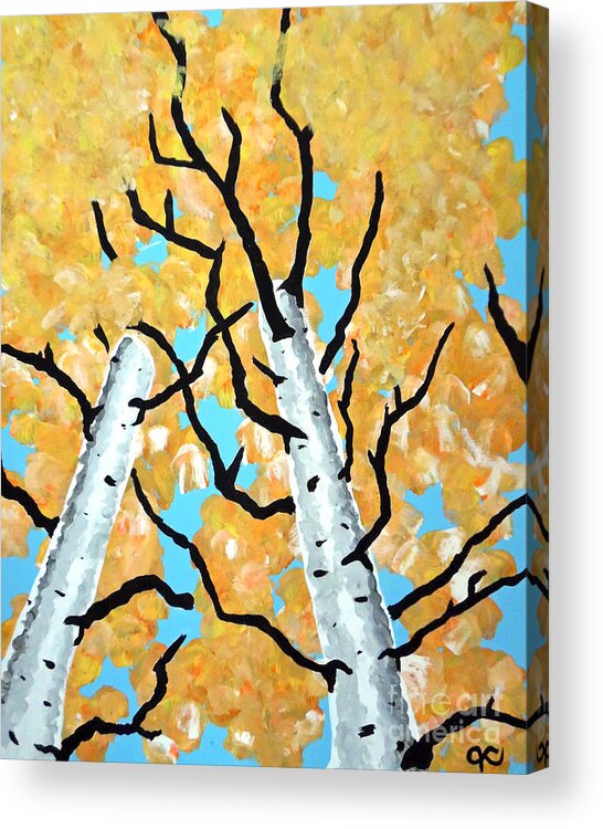 Aspen Birch Acrylic Print featuring the painting Birch Trees by Jilian Cramb - AMothersFineArt