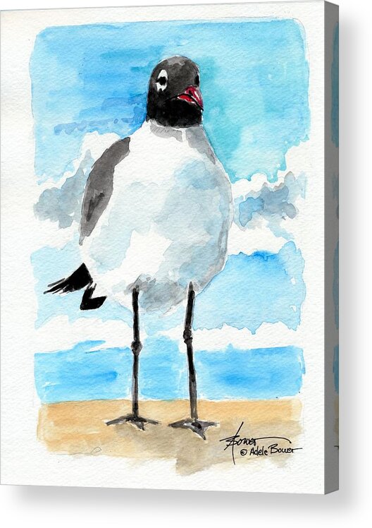 Sea Gull Acrylic Print featuring the painting Bird Legs by Adele Bower