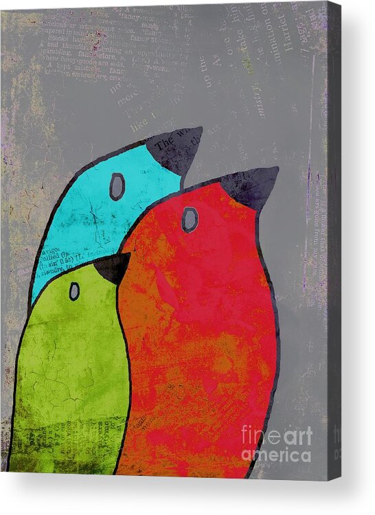 Birds Acrylic Print featuring the digital art Birdies - v11b by Variance Collections