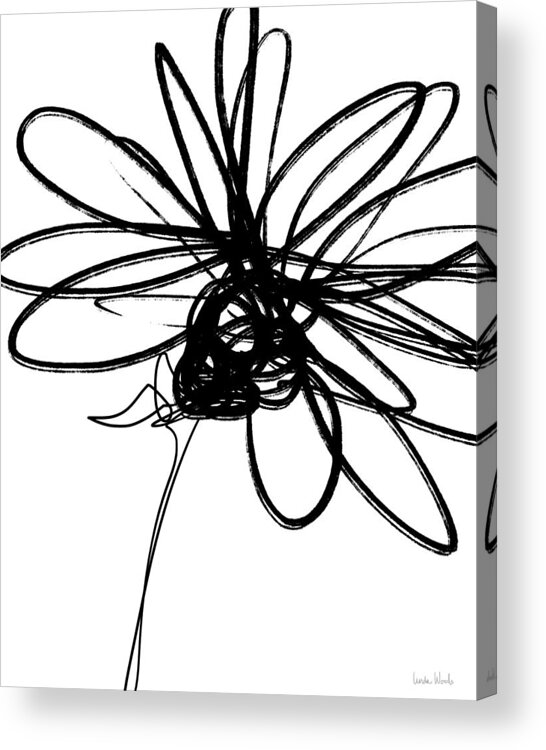 Flowers Acrylic Print featuring the drawing Black and White Sketch Flower 4- Art by Linda Woods by Linda Woods