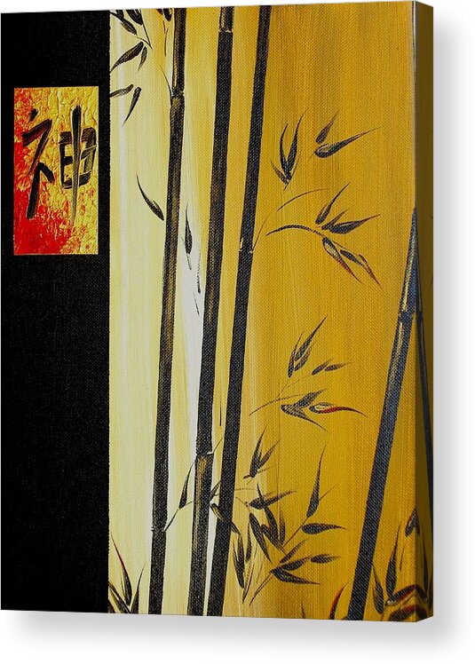 Asian Acrylic Print featuring the painting Black Bamboo Zen by Dina Dargo