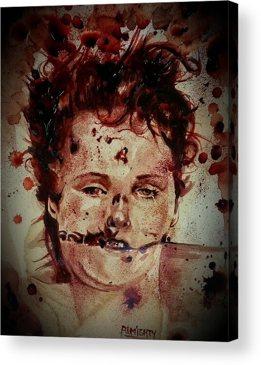 Ryan Almighty Acrylic Print featuring the painting Black Dahlia by Ryan Almighty