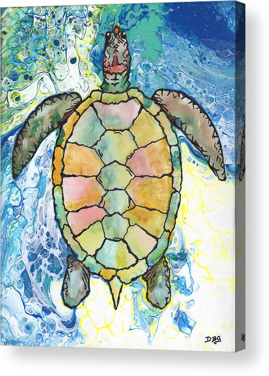 Sea Turtle Acrylic Print featuring the mixed media Blazing Away by David Bader
