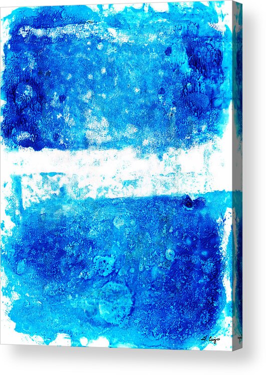 Blue Acrylic Print featuring the painting Blue And White Modern Art - Two Pools 2 - Sharon Cummings by Sharon Cummings