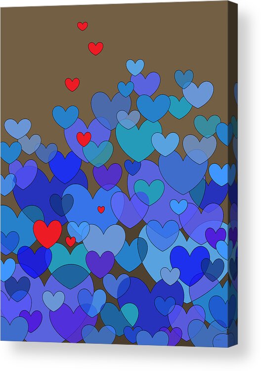 Blue Hearts Acrylic Print featuring the digital art Blue Hearts by Val Arie