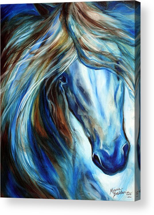 Horse Acrylic Print featuring the painting Blue Mane Event Equine Abstract by Marcia Baldwin