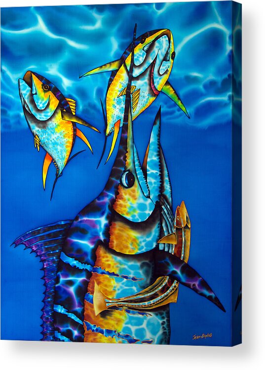  Yellowfin Tuna Acrylic Print featuring the painting Blue Marlin by Daniel Jean-Baptiste