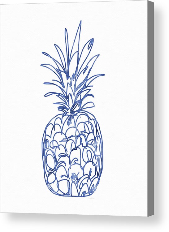 Pineapple Acrylic Print featuring the painting Blue Pineapple- Art by Linda Woods by Linda Woods