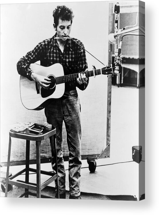 History Acrylic Print featuring the photograph Bob Dylan B. 1941 Playing Guitar by Everett