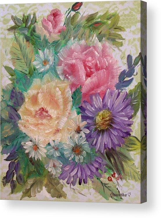 Rose Acrylic Print featuring the painting Bouquet 2 by Quwatha Valentine