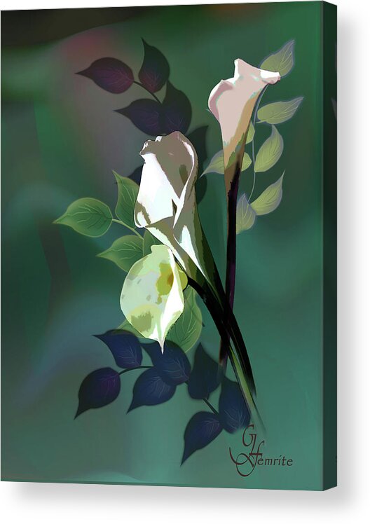 Floral Print Acrylic Print featuring the painting Bouquet in white by Regina Femrite