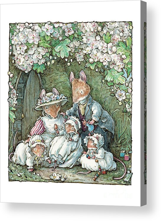 Brambly Hedge Acrylic Print featuring the drawing Brambly Hedge - Poppy Dusty and babies by Brambly Hedge