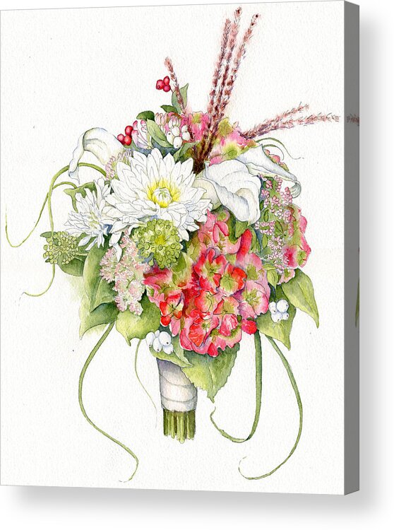 Floral Acrylic Print featuring the painting Bridal Bouquet by Karla Beatty