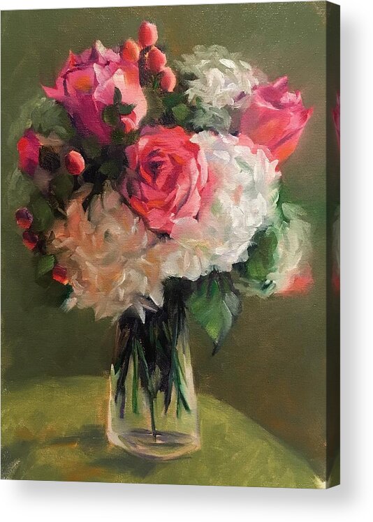 Flowers Acrylic Print featuring the painting Bridal Bouquet by Pam Talley