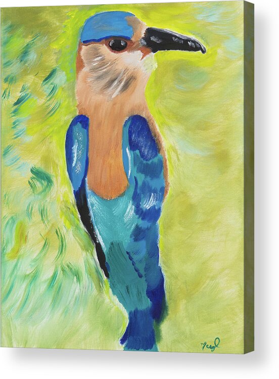 Bluebird Acrylic Print featuring the painting Bright Moments in Time by Meryl Goudey