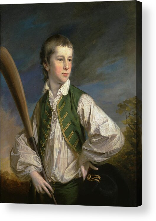 Francis Cotes Ra Acrylic Print featuring the painting British Title Charles Collyer as a Boy with a Cricket Bat by Francis
