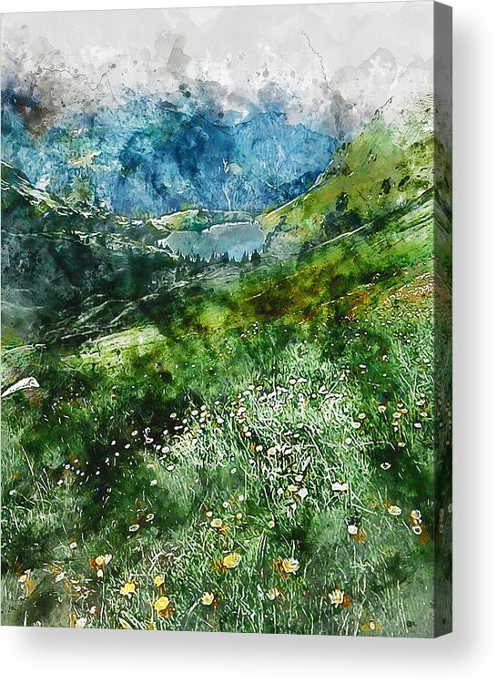 Impressive Natural Landscape Acrylic Print featuring the painting Bucolic Paradise - 02 by AM FineArtPrints
