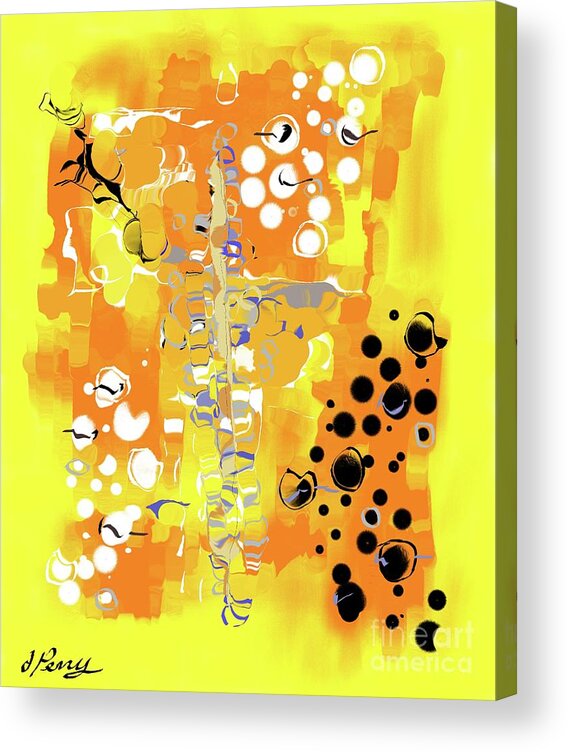 Yellow Abstract Art Acrylic Print featuring the digital art Bullied by D Perry