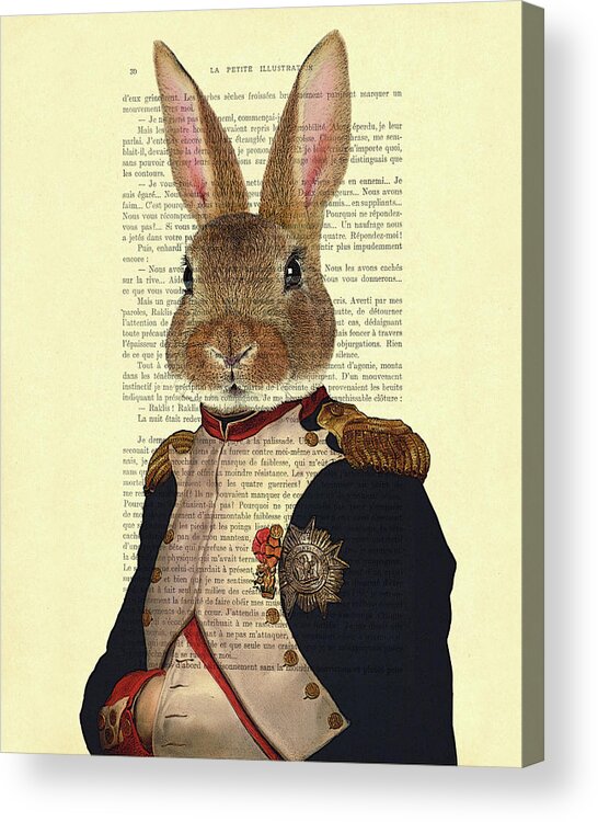 Bunny Acrylic Print featuring the digital art Bunny portrait illustration by Madame Memento