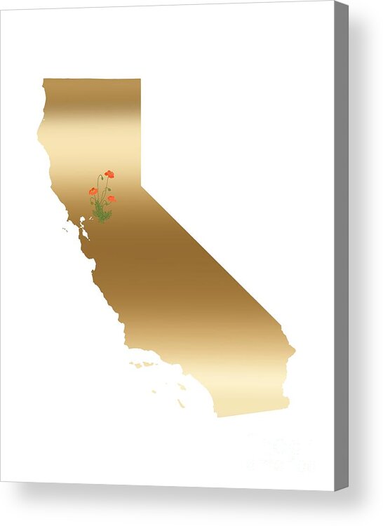California Acrylic Print featuring the digital art California Gold with State Flower by Leah McPhail