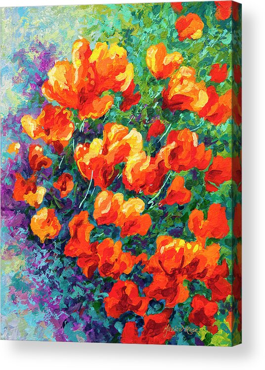 Iris Acrylic Print featuring the painting California Poppies by Marion Rose