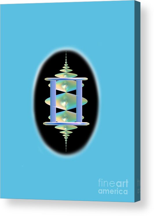 Abstract Acrylic Print featuring the digital art Cameo Abstract in Aqua by Linda Phelps