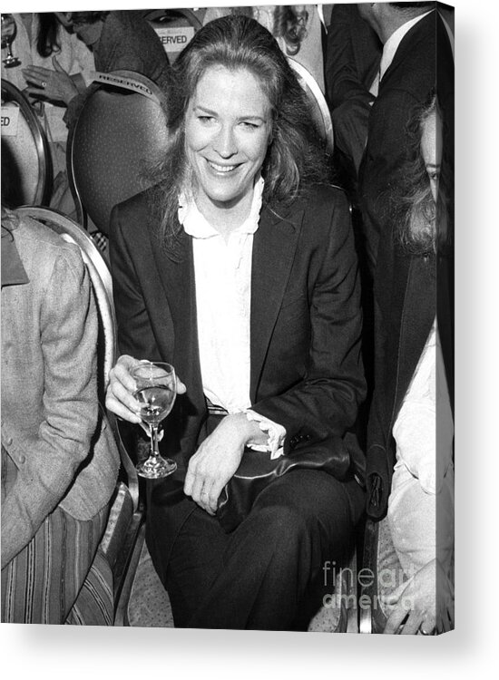 Candice Bergen attends the Fall 1980 Ralph Lauren fashion show. Acrylic  Print by William N Jacobellis - Pixels