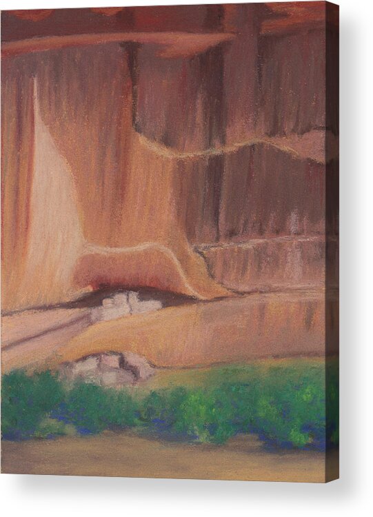 Canyon De Chelly Acrylic Print featuring the pastel Canyon de Chelly Cliffdwellers #2 by Anne Katzeff