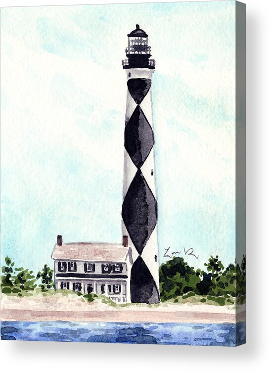 Cape Lookout Lighthouse Acrylic Print featuring the painting Cape Lookout Lighthouse Outer Banks North Carolina by Laura Row
