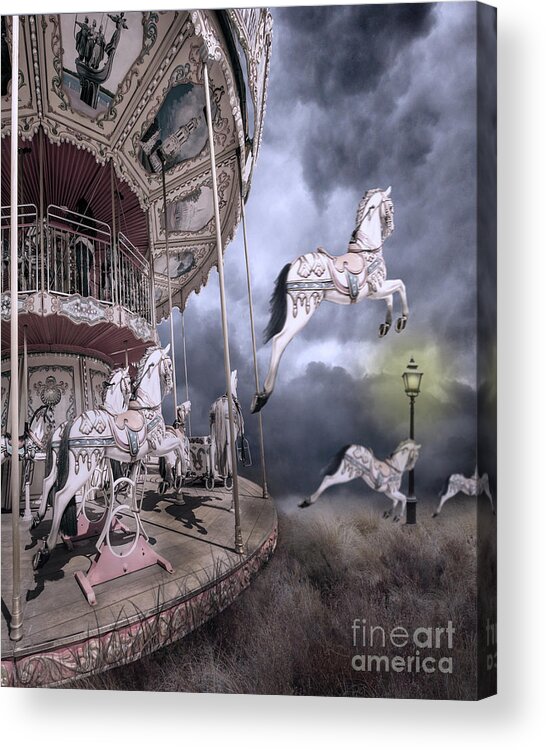 Photomanipulation Acrylic Print featuring the photograph Carousel Horses by Juli Scalzi