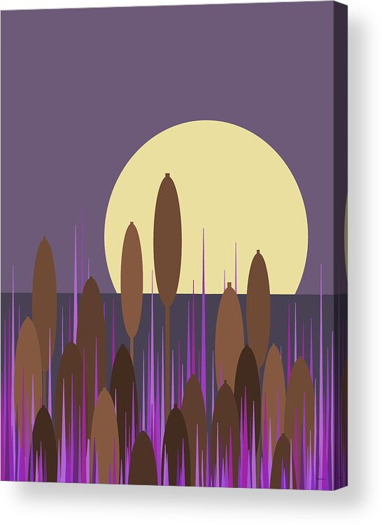 Cattail Acrylic Print featuring the digital art Cattail by Val Arie